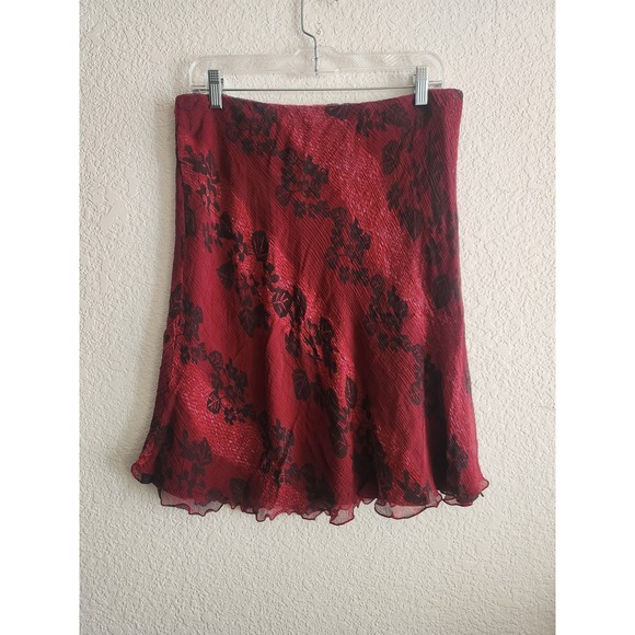 Y2k Hillard & Hanson Floral Mid 2 Layer Flowy Skirt L - Picture 2 of 4